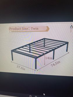 Twin Metal Platform Bed Frame w/ mattress