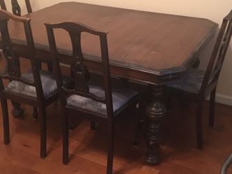 Antique table and four chairs