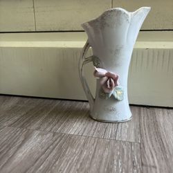 Vintage 6” Vase With Pink Flower