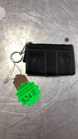 1003 Coach Black Leather Keychain Card Wallet 600770