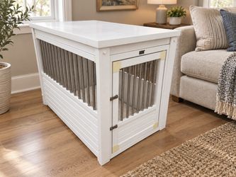 Large White New Age Pet ECOFLEX InnPlace Dog Crate End Table For Dogs up to 80lbs! Great condition. Retails $239.99 36x24x28in