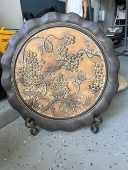 Decorative Metal Dish And Stand