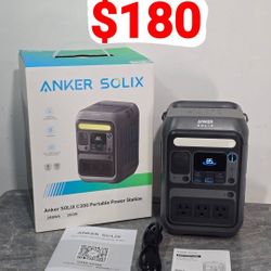Anker Portable Power Station SOLIX C300, 288Wh LiFePO4 Battery, 300W (600W Surge) Solar Generator, 140W Two-Way Fast Charging, for Outdoor Camping Etc