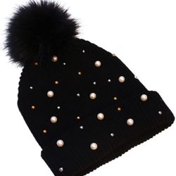 Winter Cable Knit Beanie Hats Chunky Warm Fleece Lined Skull Caps with Pompom for Women Girls