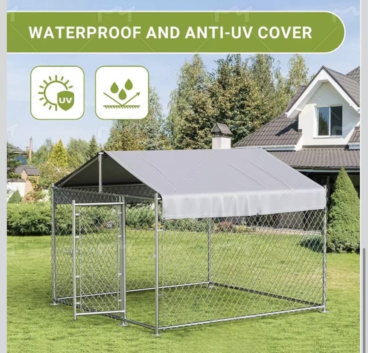 Extra Large Outdoor Chicken Coop, Large Galvanized Metal Cage for Poultry with Waterproof Cover $110