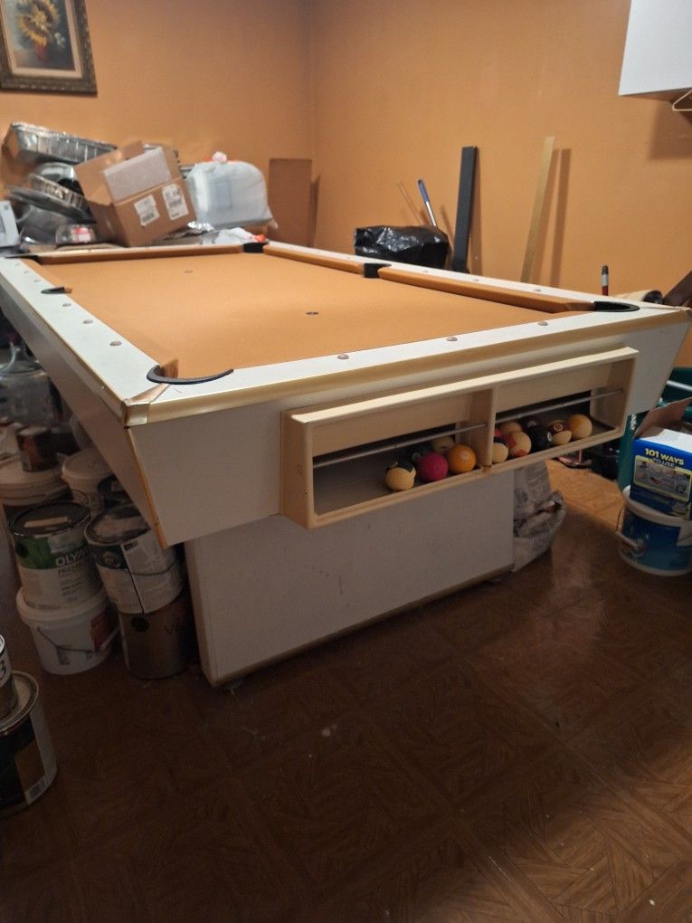 Vintage Pool Table And Accessories