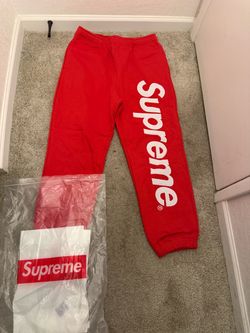 Supreme Red Sweatpants with Leg Logo