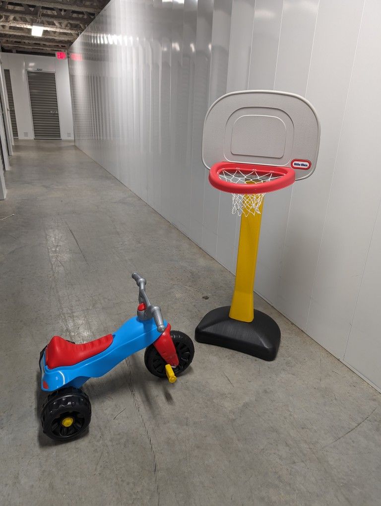 Tricycle and Basketball Hoop