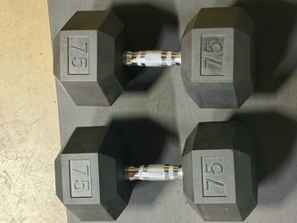 75 lb Rubber Hex Dumbbells Pair