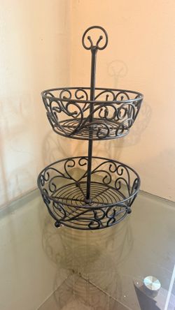 Princess house 2-Tier Metal Wire Fruit Basket Stand