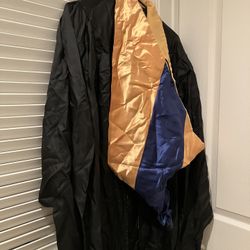Graduation Cap and Gown with Master’s Hood Gold And Blue