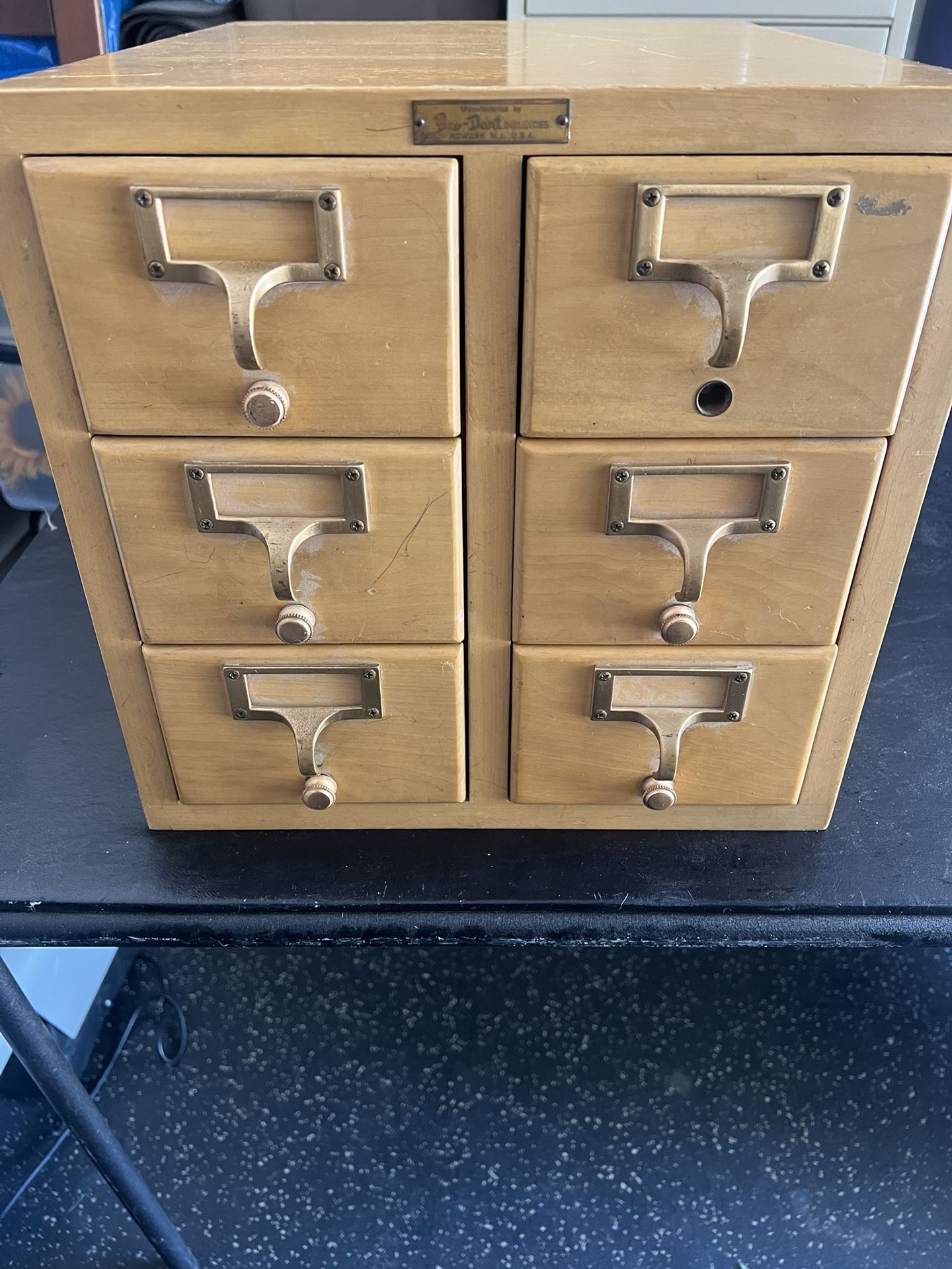 Vintage Library Card Catalog, Six Drawers