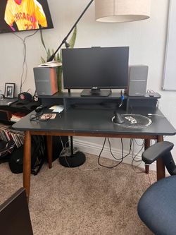 Modern Computer Desk with Monitor Shelf – 43” Wide