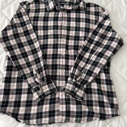 Chaps Performance Flannel Shirt Mens Size L Button Down Long Sleeve Black Plaid