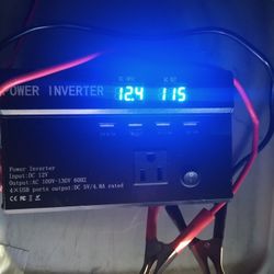 Power Inverter 12v DC 120v AC, LED, USB charge Hub