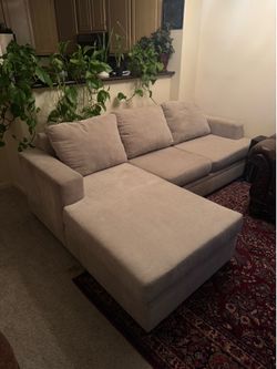Bonaterra Sand Beige Fabric 97" Sofa with Reversible Chaise