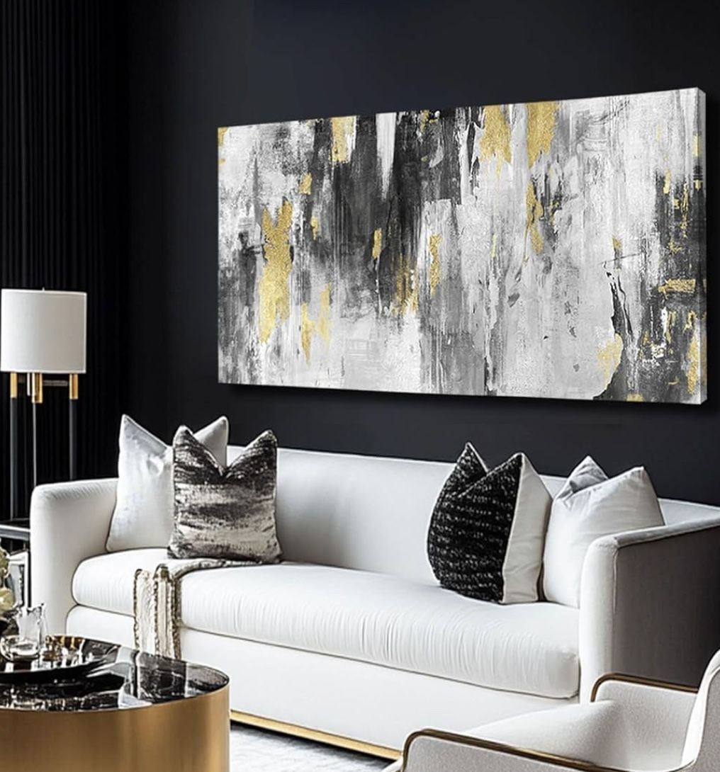 Canvas Wall Art Decor Large Wall Art For Living Room Abstract Art Decoration White Gold Wall Art Decor Modern Abstract Wall Art Prints Canvas Art Work