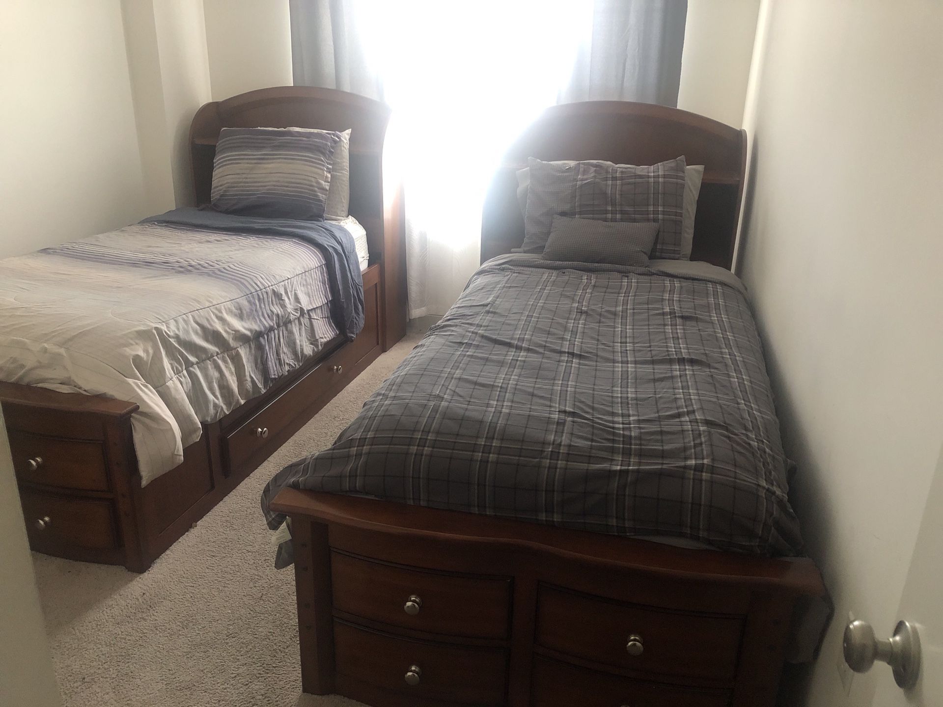 Extra long Twin Beds with lots drawer and storage space plus headboard.