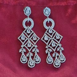 New Chandelier/Wedding Multi- Moissanite Stone Earrings 