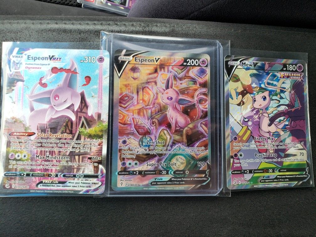 Pokemon Alt Art Bundle Espeon V Vmax Mew V Evolving Skies Fusion Strike NM Ready To Grade
