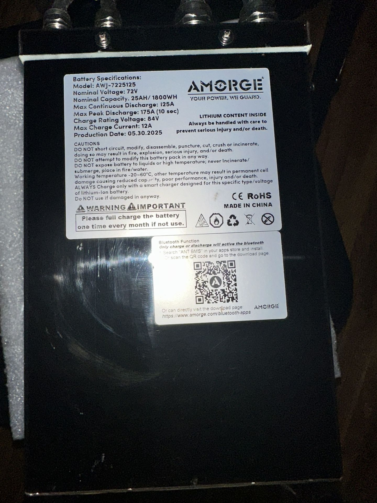 AMORGE 72V 25AH 175AMP