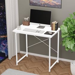 Computer Desk Home Office Work Study Writing Modern Simple Table with Headphone Hooks