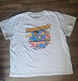 NIKELODION CARTOON CHARACTERS WOMEN ADULT  2XLARGE SIZE WHITE T-SHIRT  PRE-OWNED