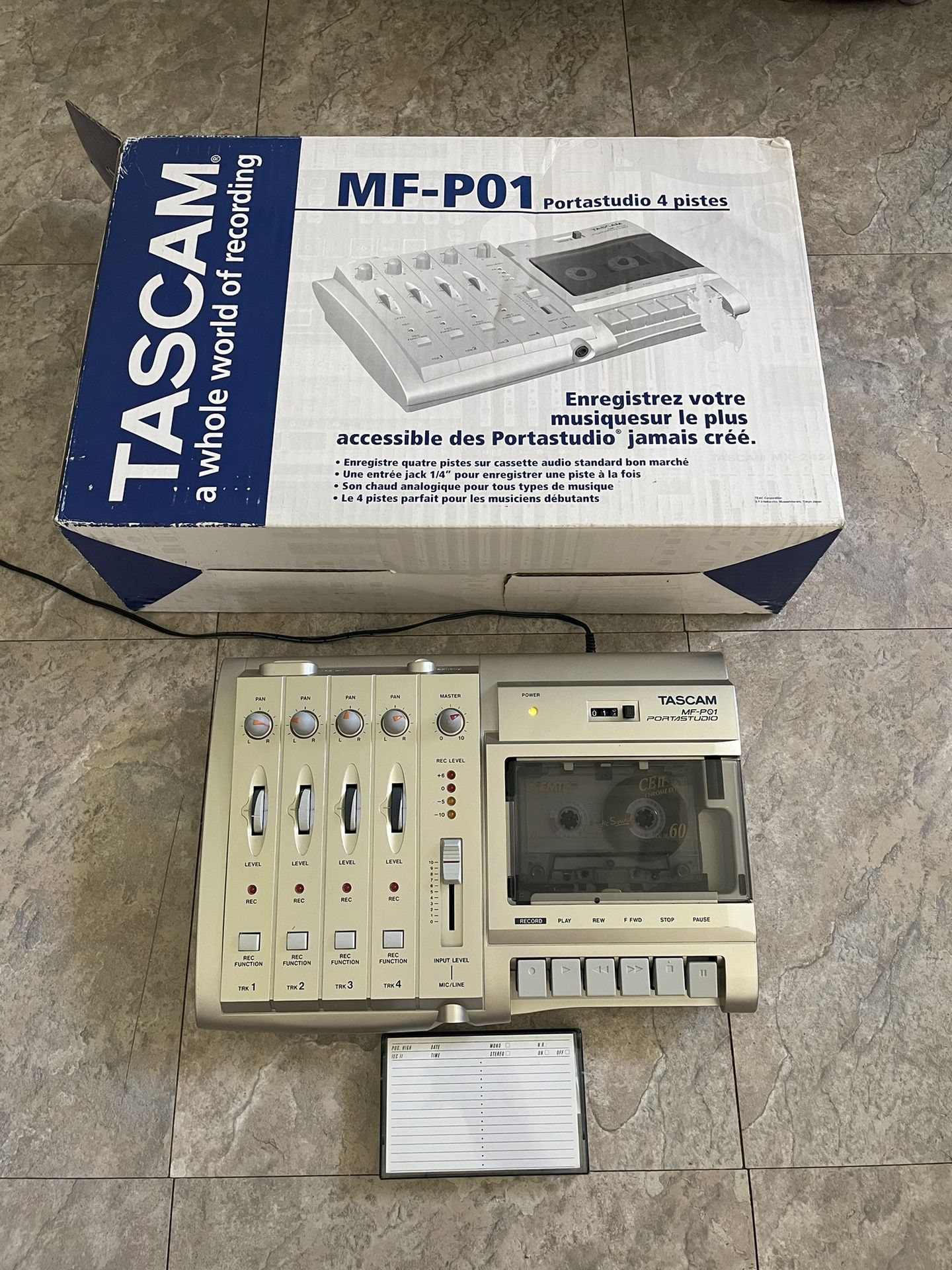Tascam MF-P01 Portastudio 4-Track Analog Cassette Tape Recorder with Adapter