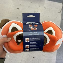 NWT Mirage Orange Fox 3-in-1 Travel Pillow & Eye Mask set