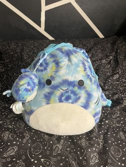 Blue Shark Squishmallow Backpack With Matching Keychain