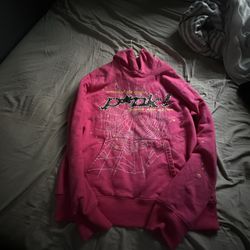 spider hoodie pink
