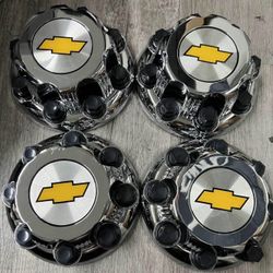 4PCs Chevy 8 Lugs Chrome REPLACEMENT WHEELCENTER CAP HUB SILVERADO, SUBURBAN, AVALANCHE 25OO 35OO