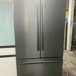 Bosch 3-Door Counter-Depth Refrigerator in stunning black stainless steel. This is a high-end, modern unit that gives you the built-in look without th