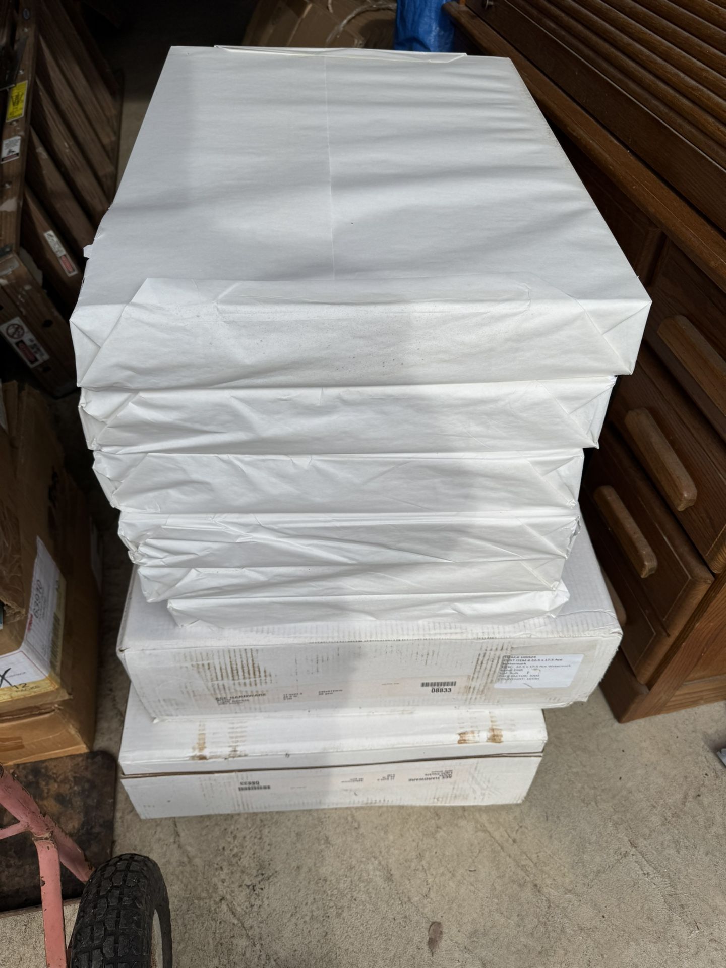 22”x17.5” White Paper 500/Pk, $4.00/pk