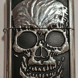 Rare Zippo Lighter, Zip-20777 x-ray Skeleton, High Polish Chrome, Made In The USA, Use As Your Halloween Lighter. Windproof Flame, 
