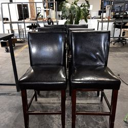 6 Dark Brown Leather Chairs