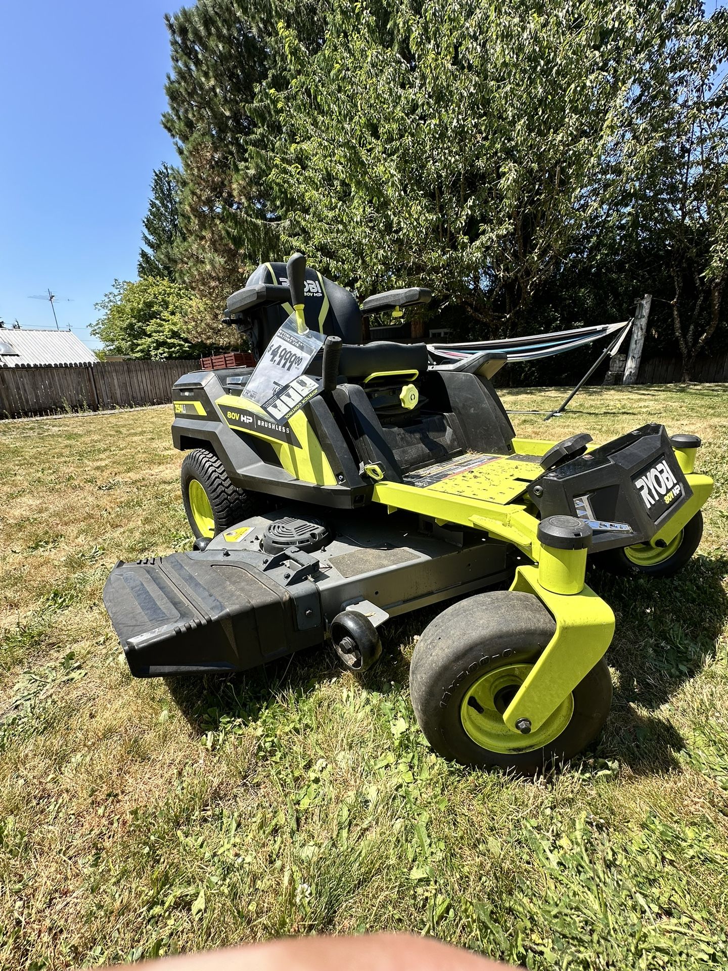 RYOBI Z30Li 80V HP RIDING MOWER 54 inch