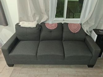 Gray Fabric 3-Seat Sofa