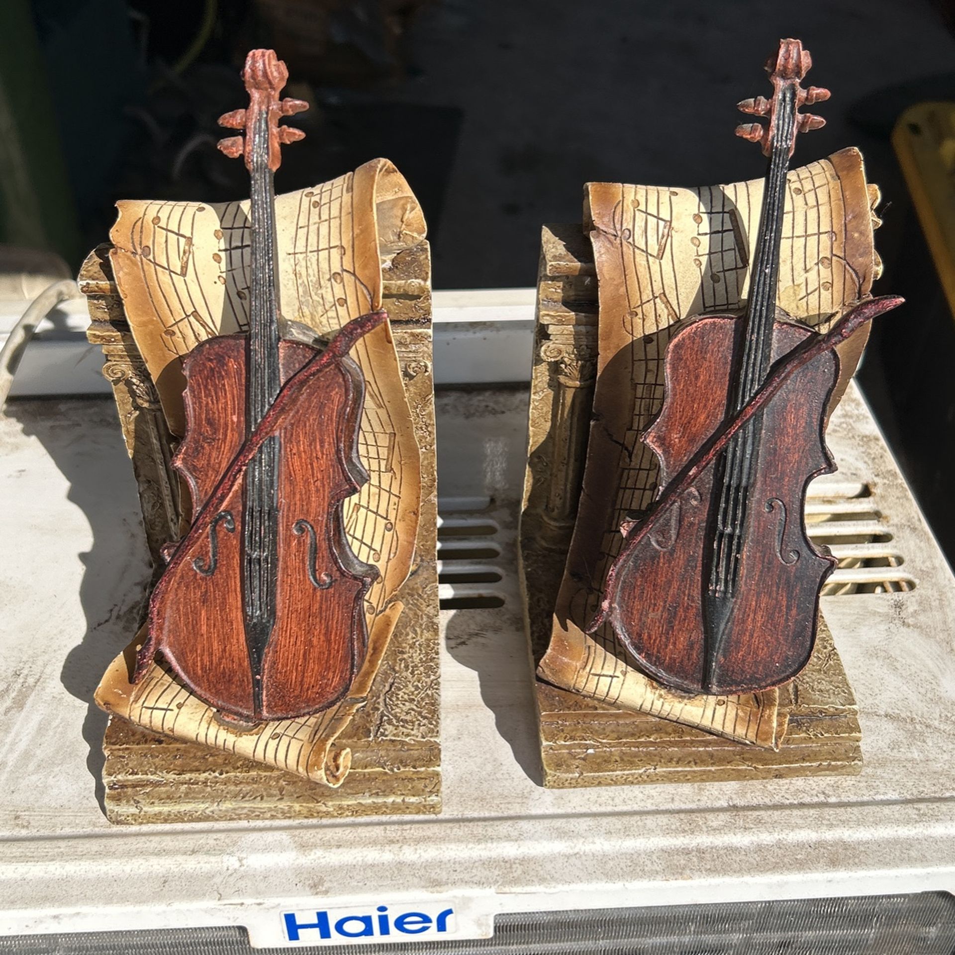 Vintage Violin Book Ends