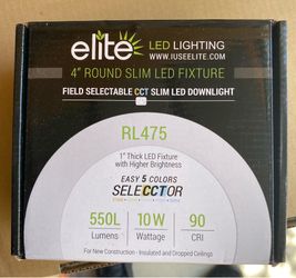 Elite LED Lighting 4” Round Slim LED Recessed Lighting Light Fixture - Brand New in Box