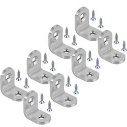 8 Pcs L Bracket Corner Brace 0.79x0.79 Inch 3mm Stainless Steel Right Angle Bracket for Shelves Tables Chairs and Cabinets Wooden Furniture with 16 Pc