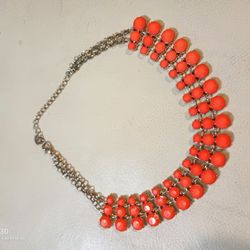 Boutique Orange And Peach Bib Statement Necklace