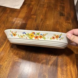 Vintage 1980's "Sweet Flowers" Bake Serve'n Store Stoneware Divided Dish 