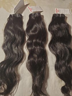 3 bundles natural wavy raw Cambodian virgin human hair extensions