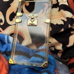 iPhone 13/12 mini Clear and Gold case