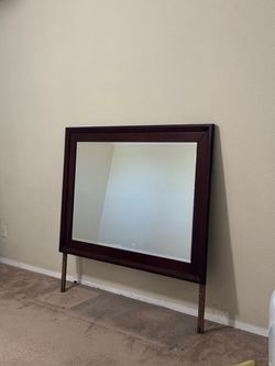 Large Wall Mirror with Dark Wood Frame
