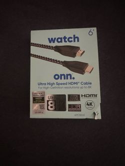onn. Ultra High Speed 8K HDMI Cable – 6 ft – Like New