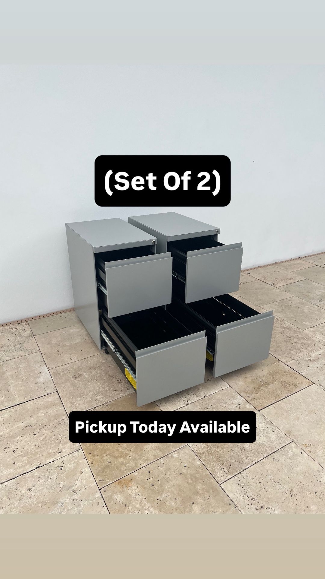 Rolling Office File Cabinets (Set Of 2) Pickup Today Available (NO KEYS)
