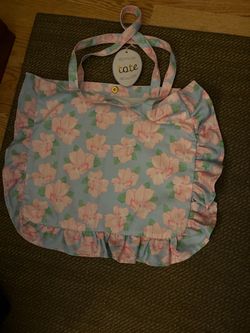Floral Ruffle Tote Bag with Tags