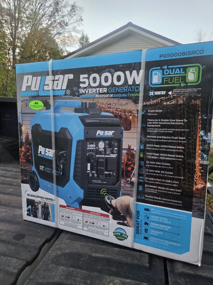 Pulsar 5000-Watt Dual Fuel RV Ready Inverter Generator with Remote Start and CO Sentry